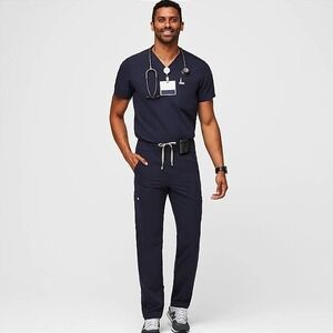 Figs Men's Axim Cargo Scrub Pants Size XL Navy Medical HealthCare Uniform EUC
